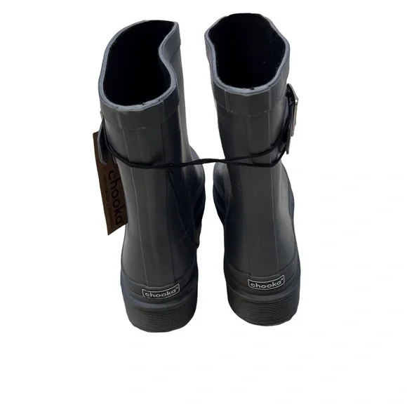 Chooka Redmond Mid Rain Boot Charcoal Size 8 Side Buckle Rubber - Picture 5 of 10
